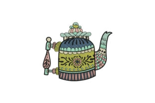Tea Pot Embroidery Design for Boutique Apparel